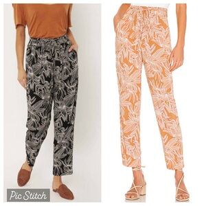 Bundle: Amuse society compass tie-waist printed leaf tropical pants black & gold